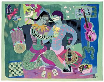 943. VÄVD TAPET. Gobelängteknik. 147 x 189,5 cm. Signerad roger bezombes.