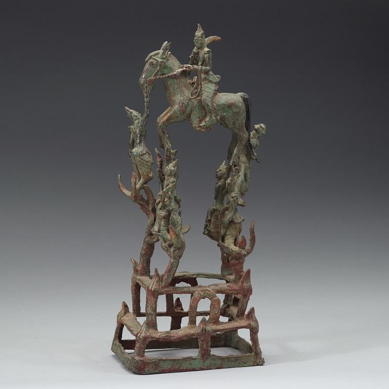 A large bronze equestrian sculpture, Burma, 19th Century.