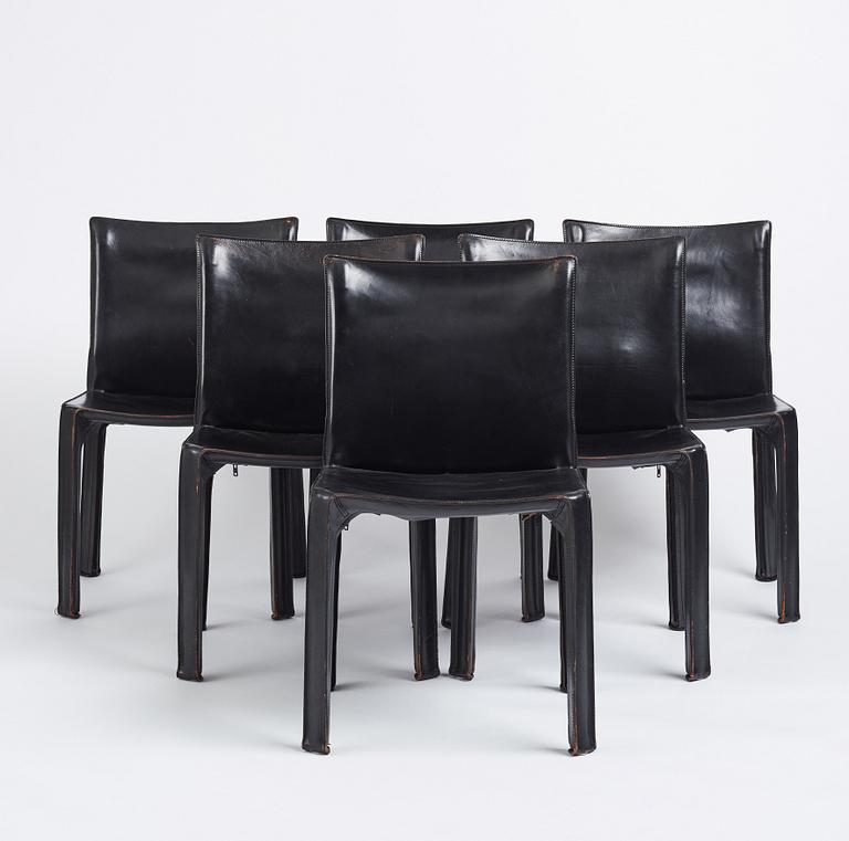 Mario Bellini, a set of  6 chairs, model "412, CAB", Cassina, Italy post 1977.