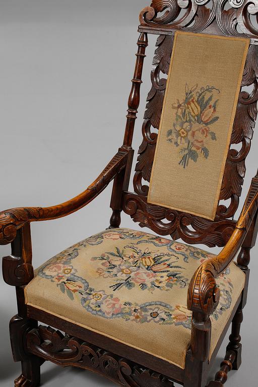 KARMSTOLAR, ett par, barockstil, 1900-talets första hälft.