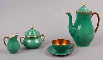 MOCCASERVIS, 15 delar, porslin, Edvard Hald Karlskrona, 1930/40-tal.