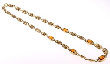 COLLIER, 18 k guld med glasstenar. 17 g. 1900-tal.