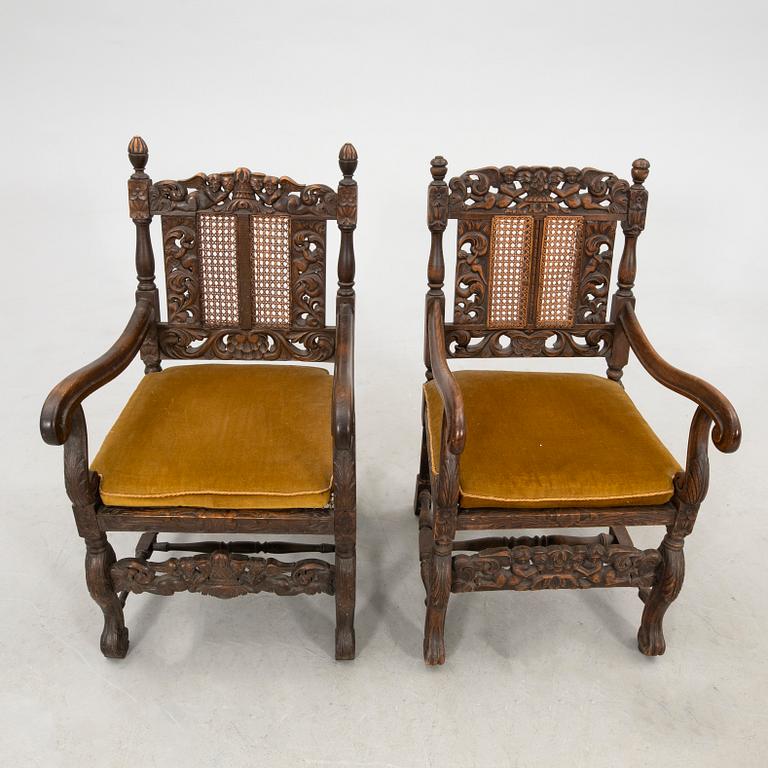 Armchairs, a pair in Baroque style, first half of the 20th century.