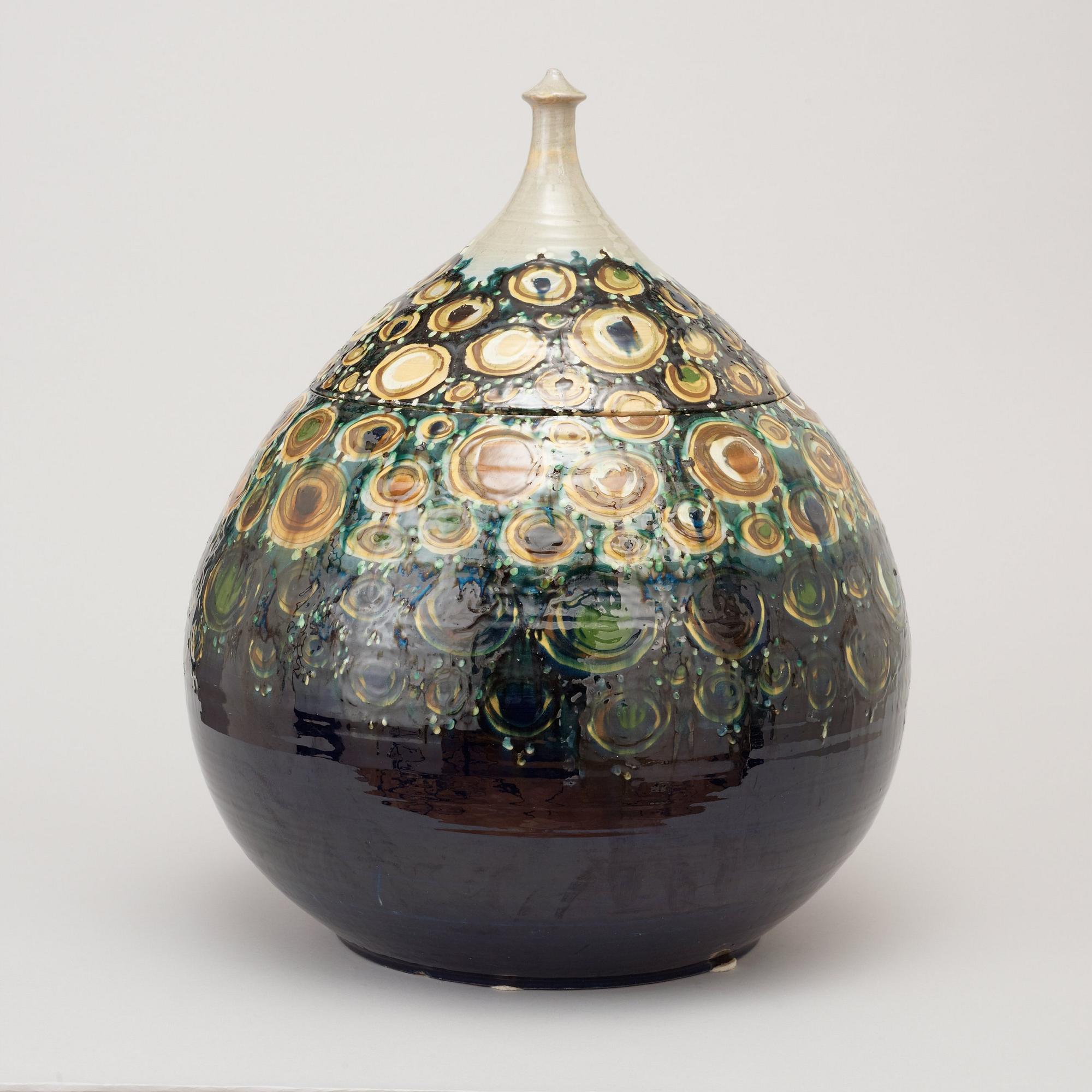 A Björn Wiinblad glazed ceramic jar and cover, Denmark 1972.