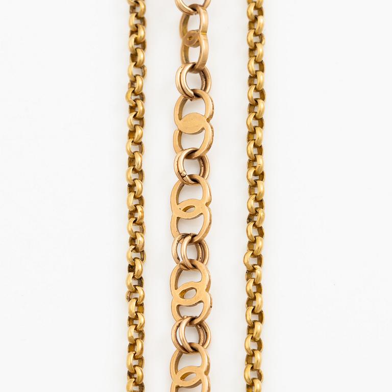 Chateleine 18K guld och emalj, 1800-tal.