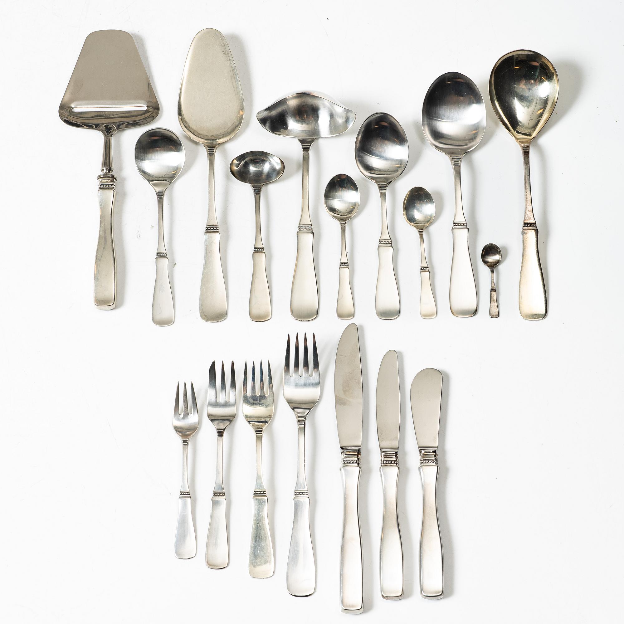 Eric Löfman, a 139-piece silver flat ware set, model 'Uppsala', MGAB, lidköping/Uppsala, Sweden, 1964-87.
