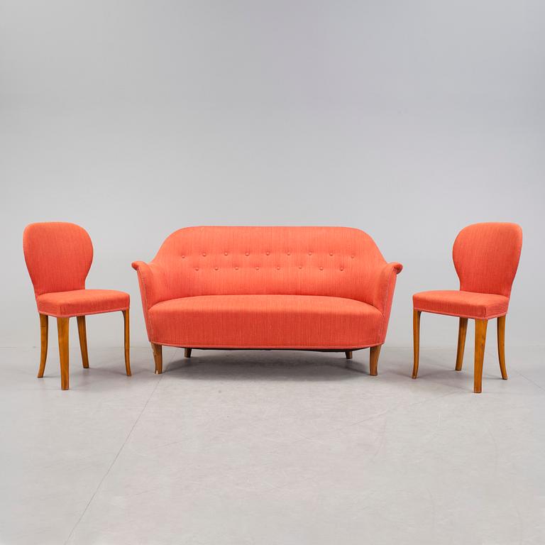 SOFFA samt STOLAR, 1+2, Carl Malmsten, 1900-talets andra hälft.