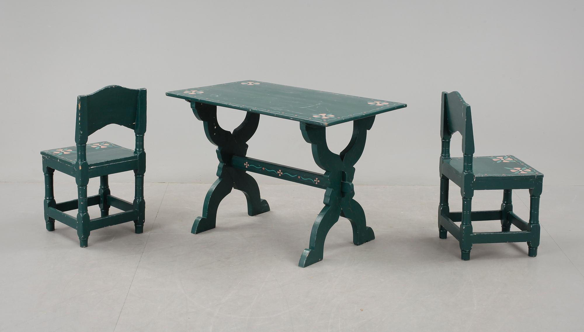 BORD samt STOLAR, 1+2, barockstil, 1800-talets slut.