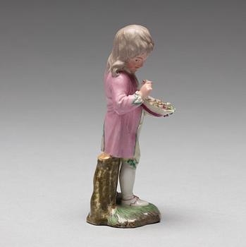 A Höchst porcelain figure of a boy, 1770's.