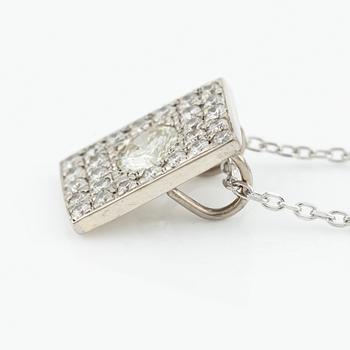 Pendant with chain, 18K white gold with brilliant-cut diamonds.