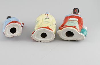 FIGURINER, 3 st, porslin, Kina, 1900-tal.
