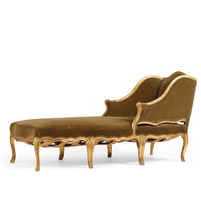 A French Louis Xv giltwood lit de repos, later part 18th century.