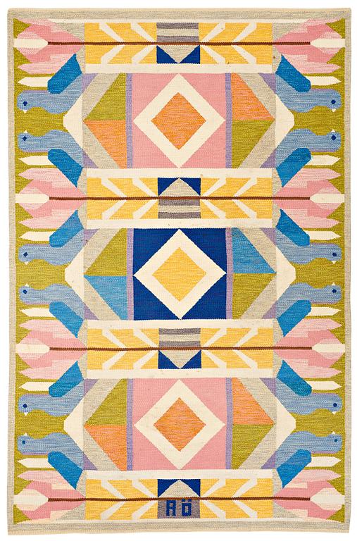 Agda Österberg, MATTA, "Matta nr 591", rölakan och gobelängteknik, ca 328,5 x 212 cm, signerad AÖ (Agda Österberg), vävd 1973.