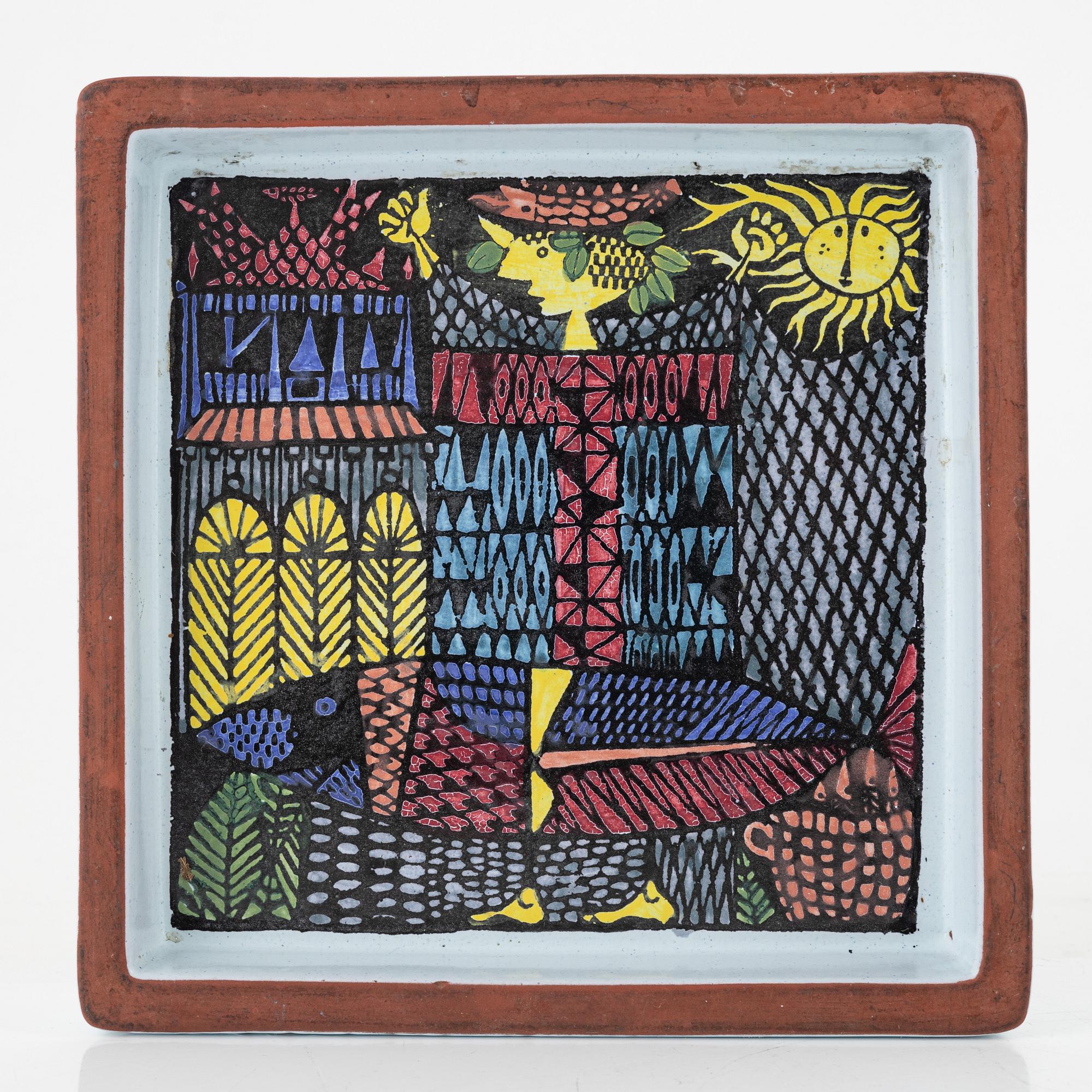 Stig Lindberg, 'Karneval', faience, Gustavsberg's studio (3 pcs).