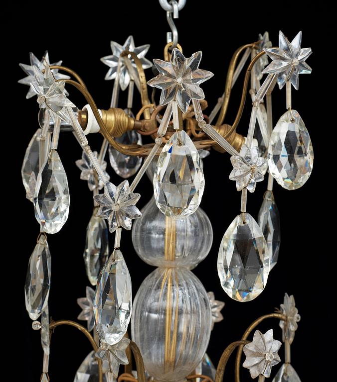 A Swedish Rococo 18th century six-light chandelier.