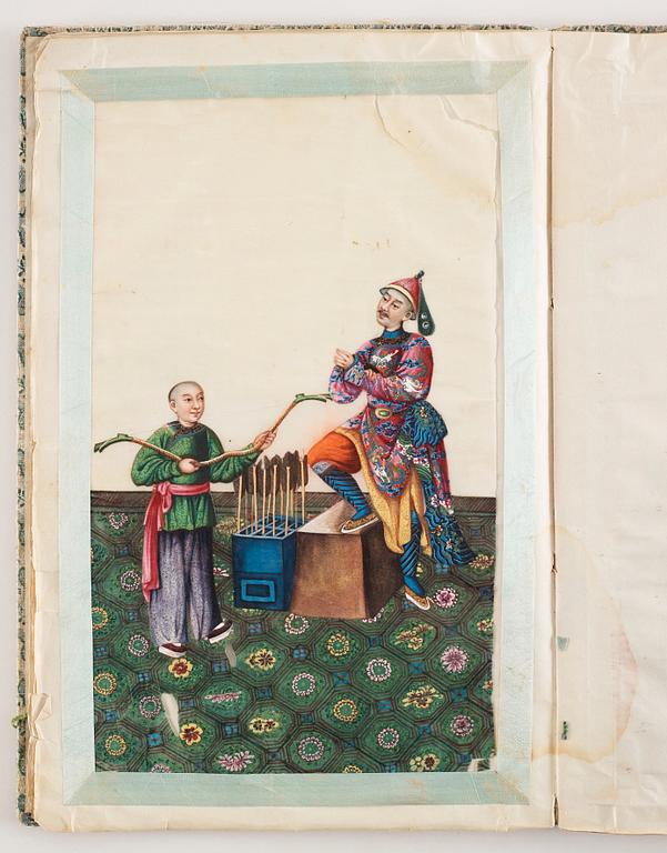An album with 12 Chinese paintings by anonymous artist, Qing dynasty, 19th Century.