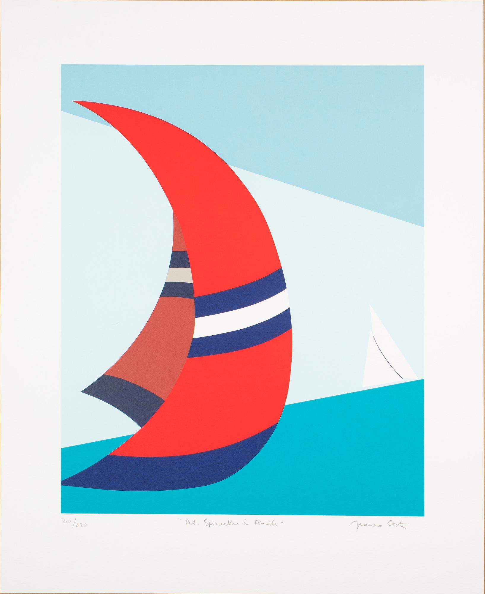 Franco Costa, "Red spinnaker in Florida", "Newport's sunset", "Regatta", "Tailwind" (4).