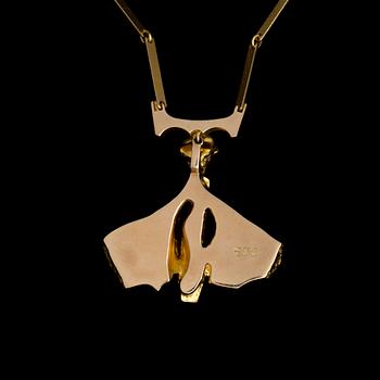 BJÖRN WECKSTRÖM, A NECKLACE The Shaman, 14K gold, Lapponia 1979.