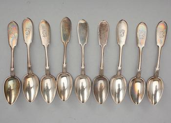 TESKEDAR, 9 st, 813 silver. Stämplad A.R. Wiborg 1897. Vikt 185 g.