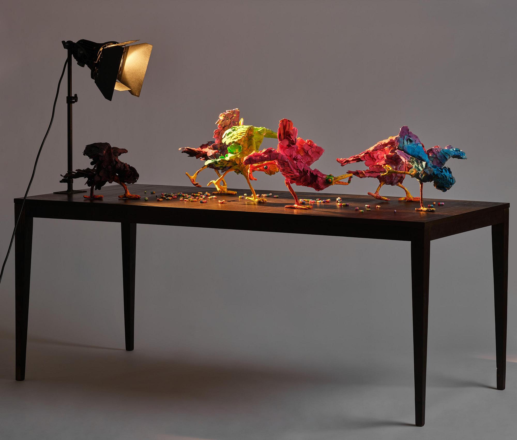 Nathalie Djurberg & Hans Berg, "A Thief Caught in the Act (Flock of Birds)".