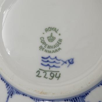 Royal Copenhagen, Thirteen service pieces, 'Musselmalet Riflet', Denmark, 19th–20th century.