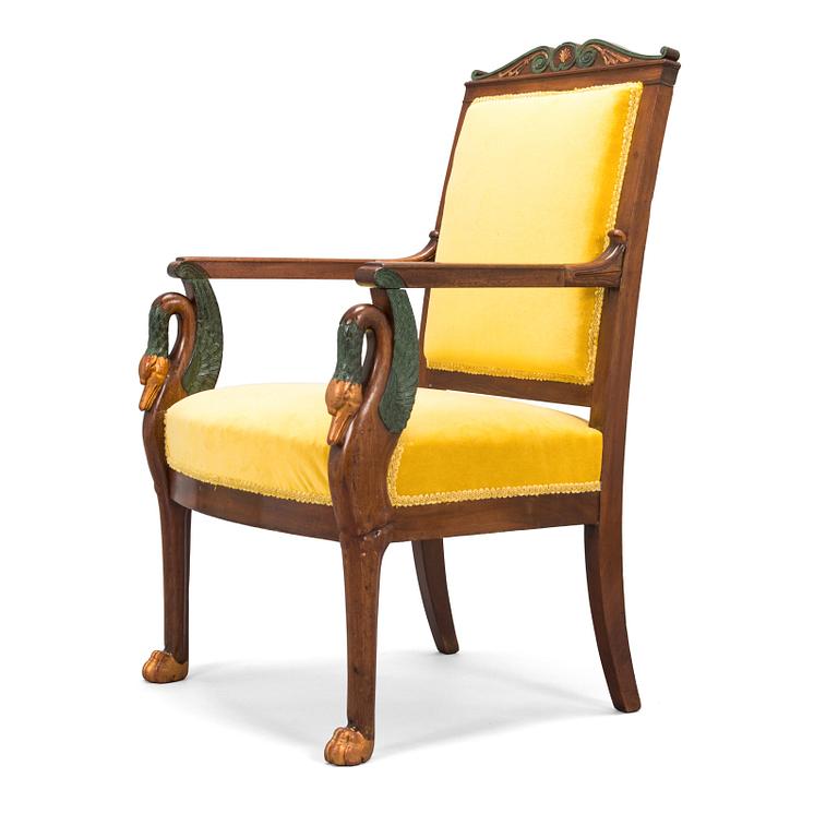 A French, Empire style armchair, around 1820s.