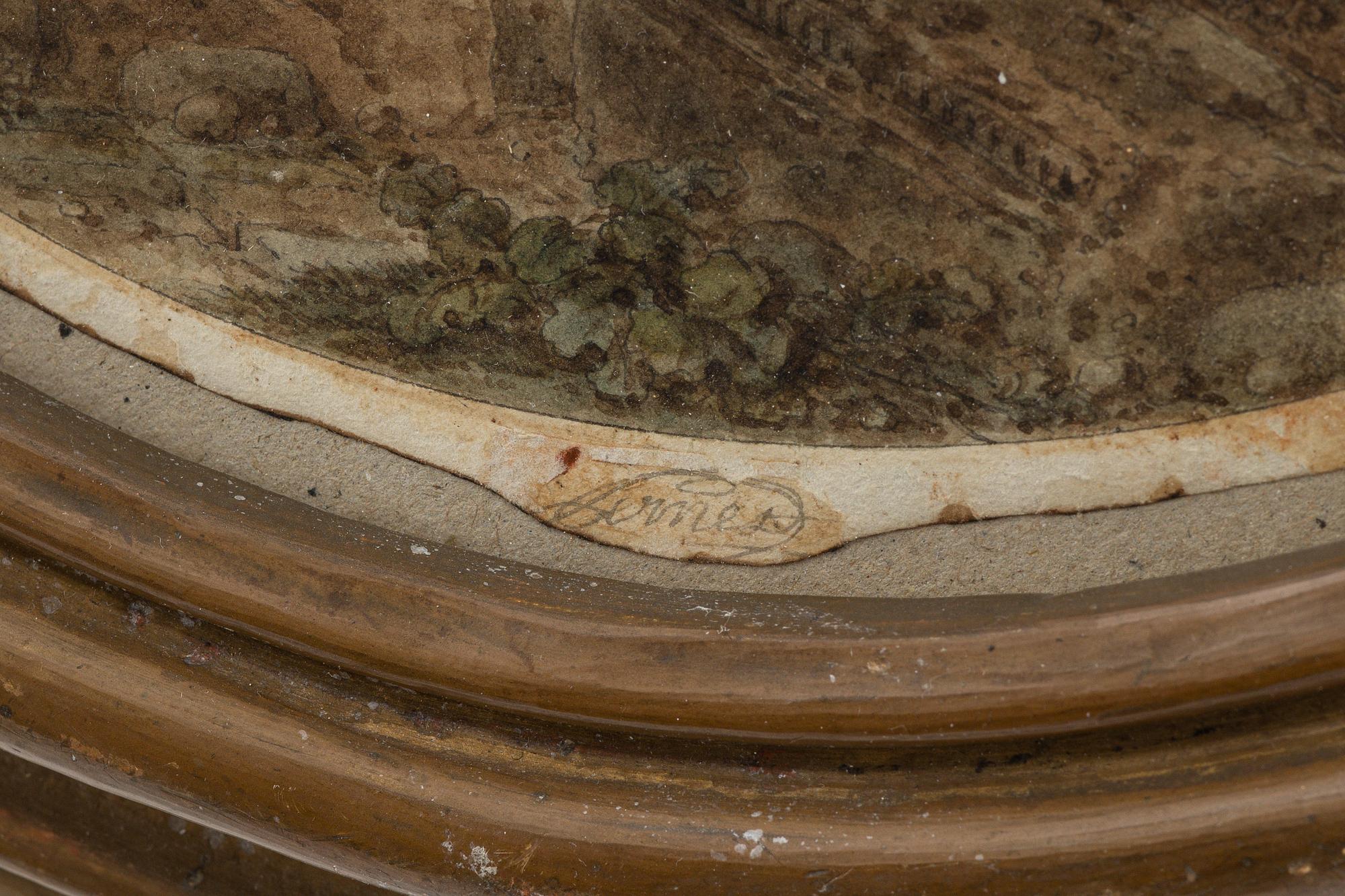 Gravyrer, ett par, kolorerade,  1700-tal, troligtvis Frankrike/Italien, signerade.