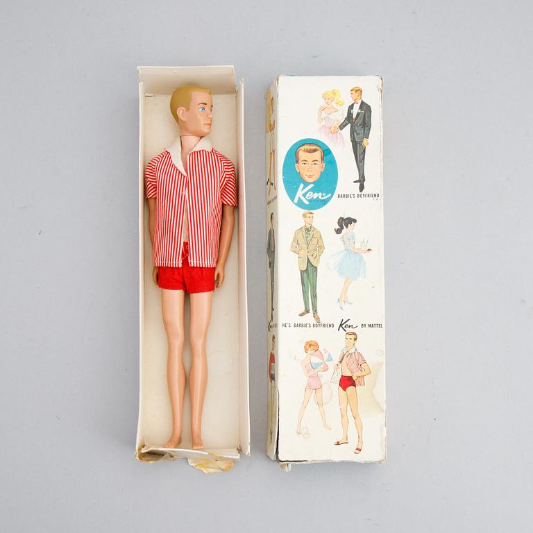 Dockor, 7 st, Barbie, Ken samt Skipper, Mattel, 1950/60-tal.