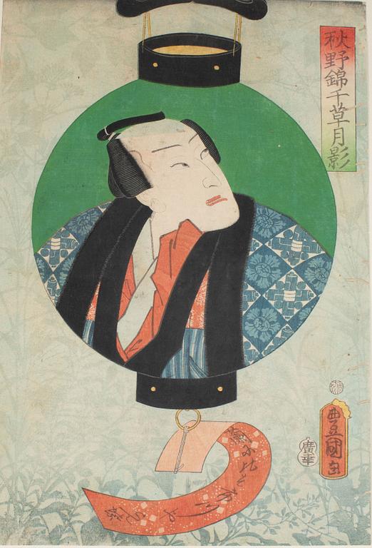 Utagawa Kunisada, träsnitt, fyra stycken.