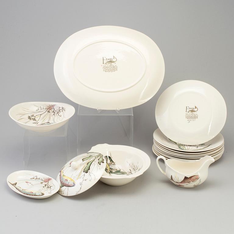 MATSERVIS, 14 delar, "Fish", Johnson Bros, porslin, 1900-talets andra hälft.