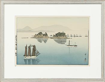HIROSHI YOSHIDA, woodcut, signed.
