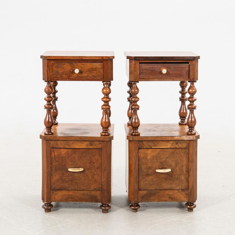 Bedside tables, a pair, first half of the 20th century.