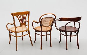 KARMSTOLAR, 3 st, bla Thonet, 1900-talets första hälft.