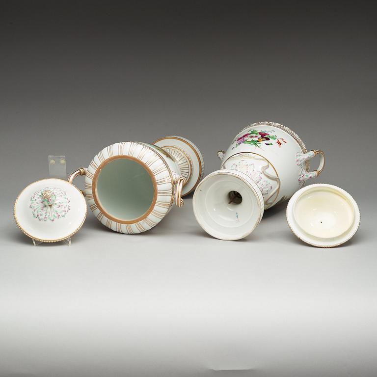 A pair of Berlin KPM jars with covers, circa 1900.