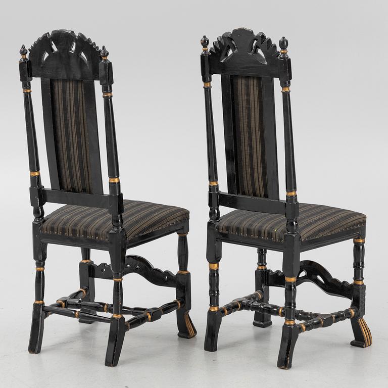 A pair of similar late Baroque chairs, beginning of the 18th century.