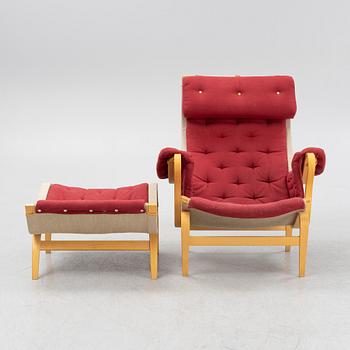 Bruno Mathsson, a 'Pernilla' armchair and a stool, Dux.