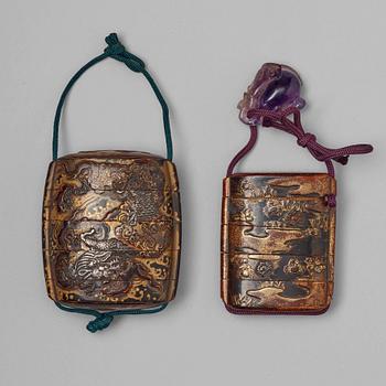 751. Two Japanese lacquered Inro's, Meiji (1868-1912).