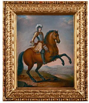 835. Elias Brenner, Equestrian portrait with king Charles XI (1655-1697).