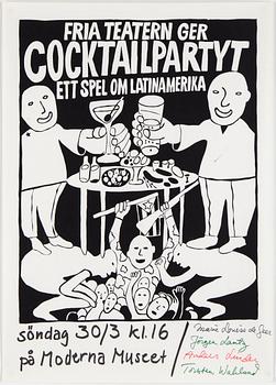 CARL JOHAN DE GEER, "Cocktailpartyt", 1969, screen print.