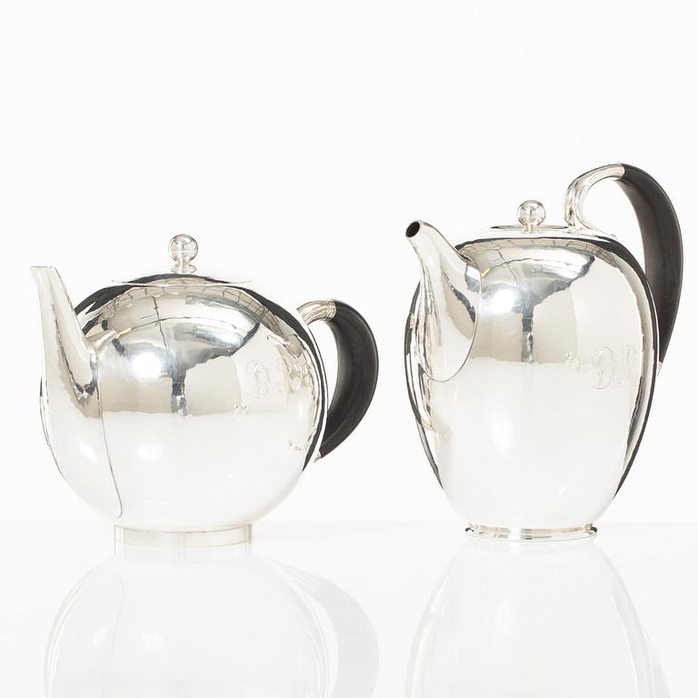 Georg Jensen, a set of four pieces tea and coffee service, sterling silver, design Johan Rohde, 533 and 787, Copenhagen.