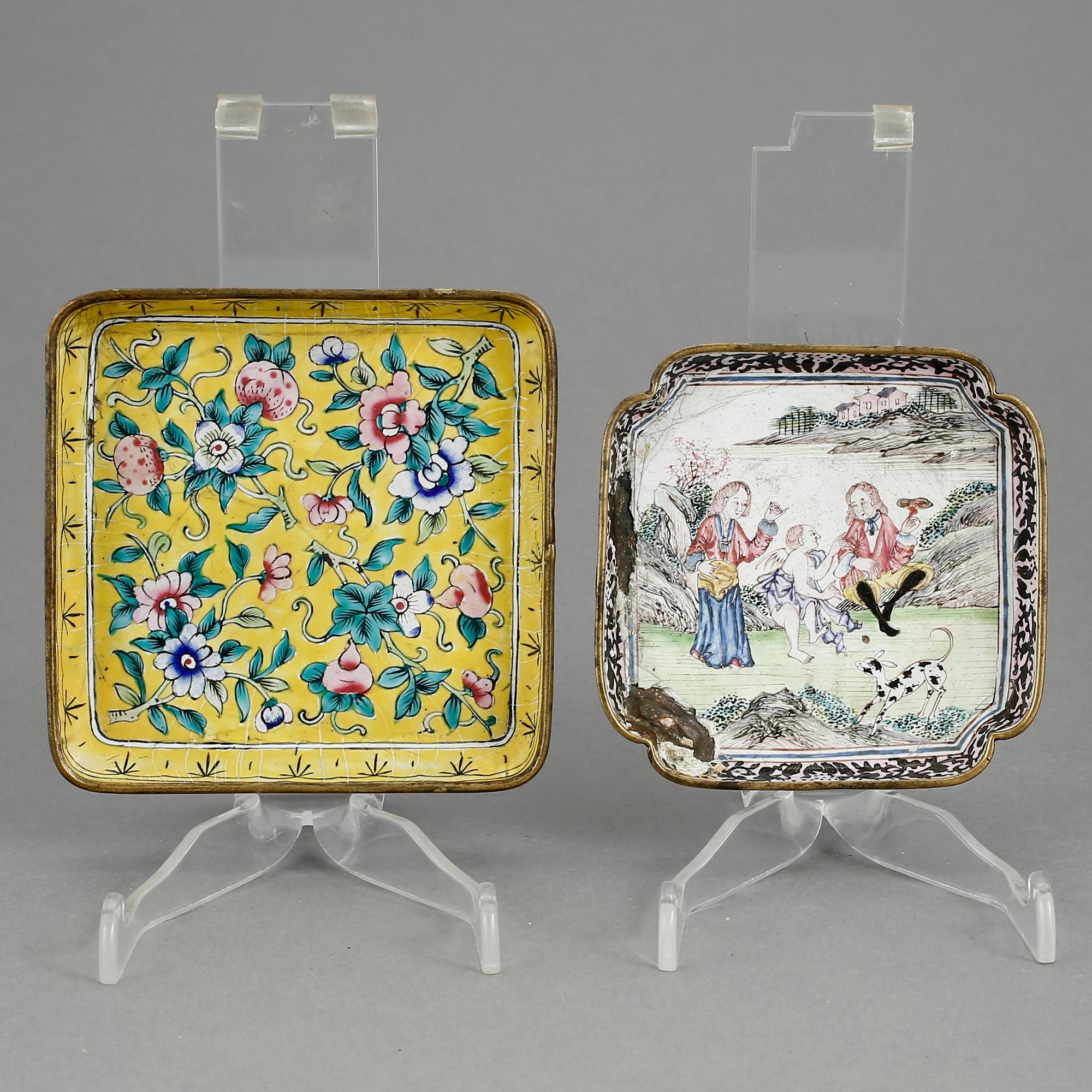 FAT, 2 stycken, emalj, Kina, 17/1800-tal.