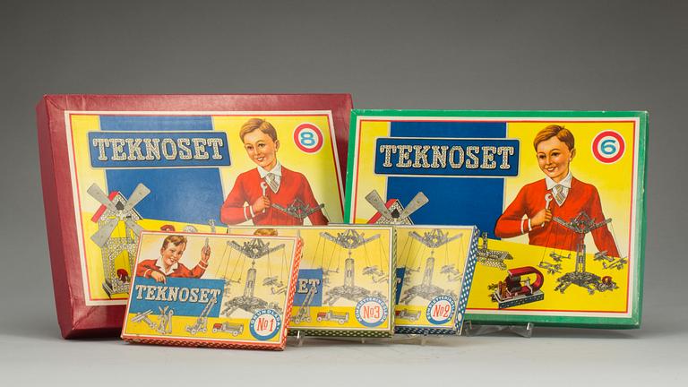 TEKNOSET, 5 lådor. 1900-talet mitt.