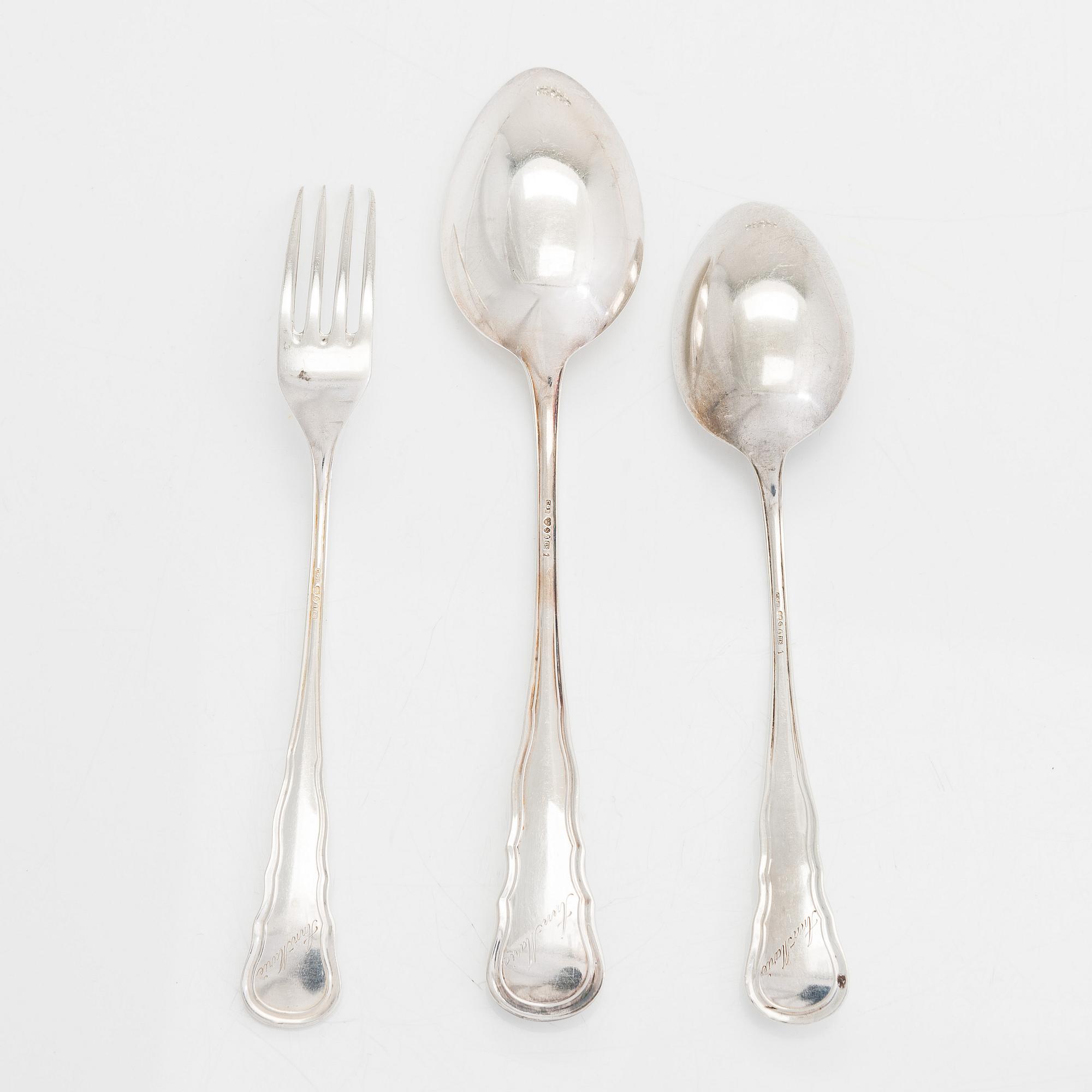 A 17-piece silver cutlery set, CG Hallberg, Stockholm, 1931-36.
