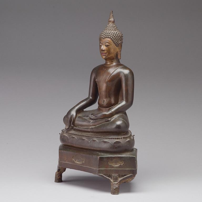 A bronze figure of Buddha, Thailand, 17th Century or older.