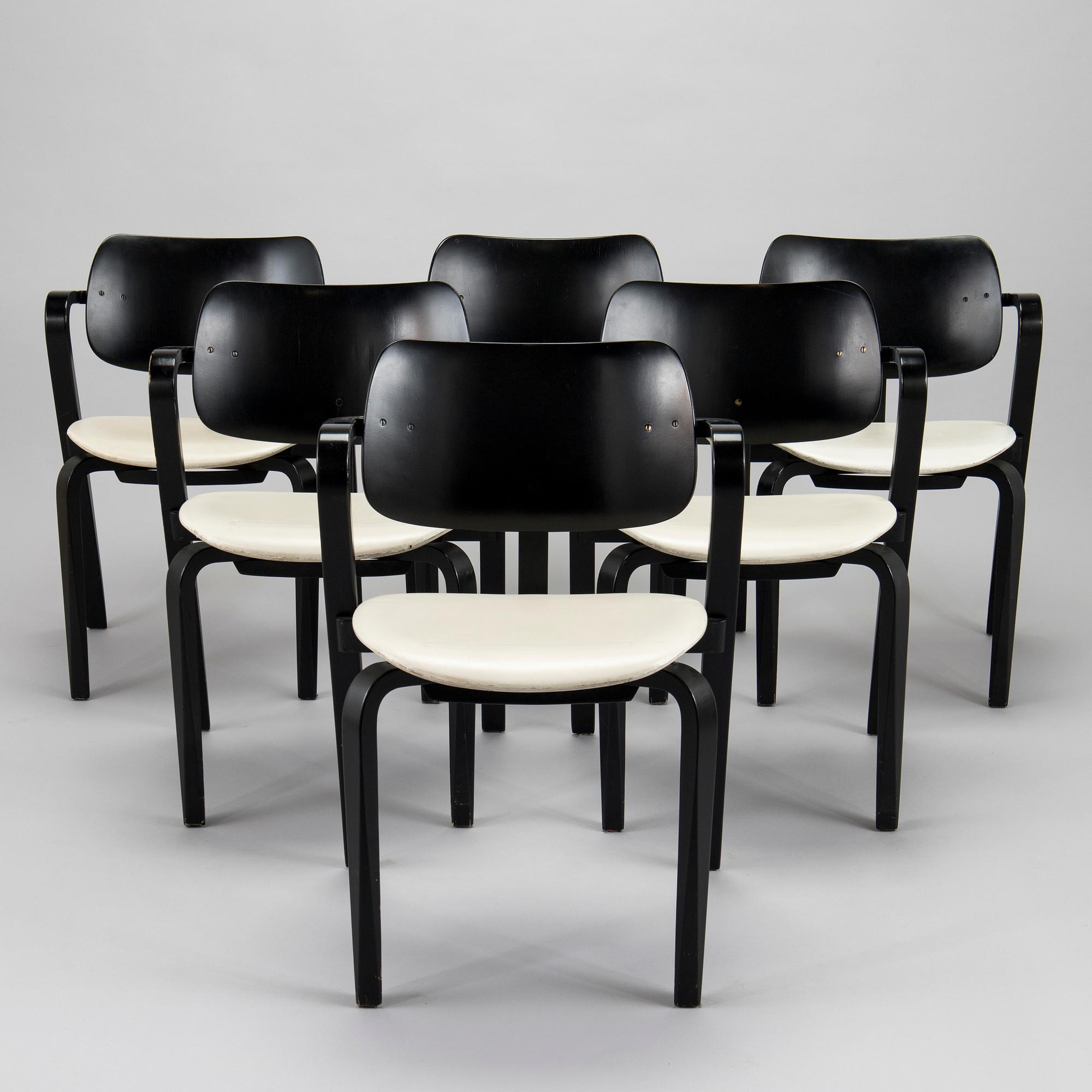 Ilmari Tapiovaara, a set of six 1960s 'Aslak' armchairs for Asko, Finland.