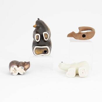 Lisa Larson, a set of four stoneware figurines, Gustavsberg.