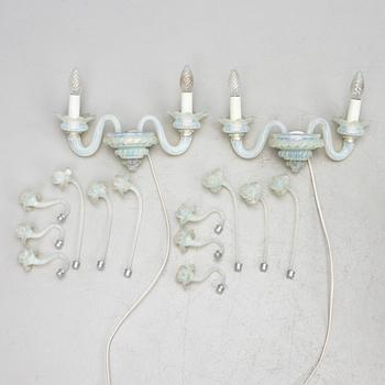 Chandelier and sconces, a pair, Italy, second half of the 20th century.