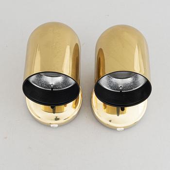 A pair of brass wall lights, Høvik Verk, Noway, end of the 20th century.