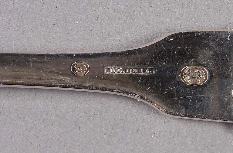 UPPLÄGGNINGSBESTICK, 7 st, silver. 1800/1900-tal.