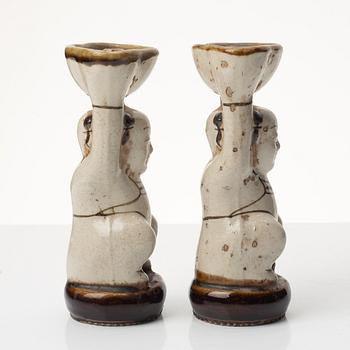 Rökelsehållare, två stycken, keramik. Qingdynastin,